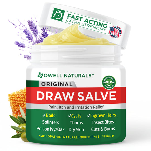 OWELL NATURALS Drawing Salve Ointment 1oz, ingrown Hair Treatment, Boil & Cyst, Splinter Remover, Bug and Spider Bites, bee Sting, Mosquito bite Itch Relief, Poison Ivy