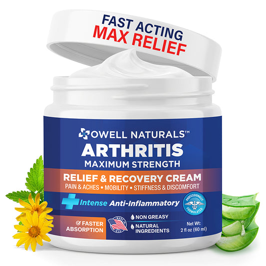 OWELL NATURALS Arthritis Cream - All-Natural- Maximum Strength Relief & Recovery for Back
