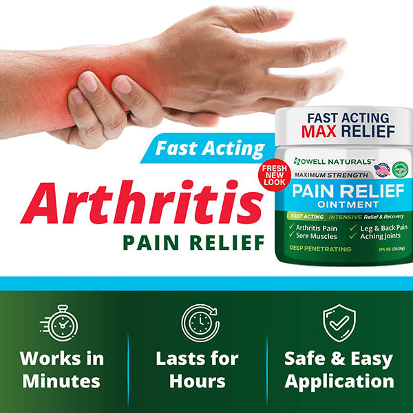 OWELL NATURALS Joint and Muscle Relief Ointment, Maximum Strength All Natural Discomfort Reliever for Joint, Muscle, Knee, Back, Neuropathy - 5 Powerful Ingredients