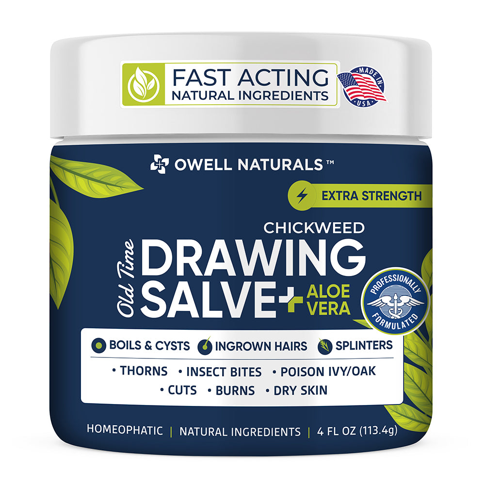OWELL NATURALS Chickweed Salve Drawing Salve for boils, Splinters, Poison Ivy/Oak, Skin Disorder, Irritations, Burns, Minor Cuts, Dry Skin, Itching