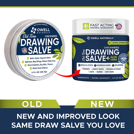 OWELL NATURALS Chickweed Salve Drawing Salve for boils, Splinters, Poison Ivy/Oak, Skin Disorder, Irritations, Burns, Minor Cuts, Dry Skin, Itching