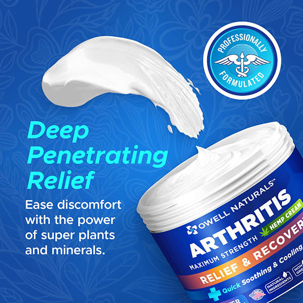 OWELL NATURALS Arthritis Cream - All-Natural- Maximum Strength Relief & Recovery for Back