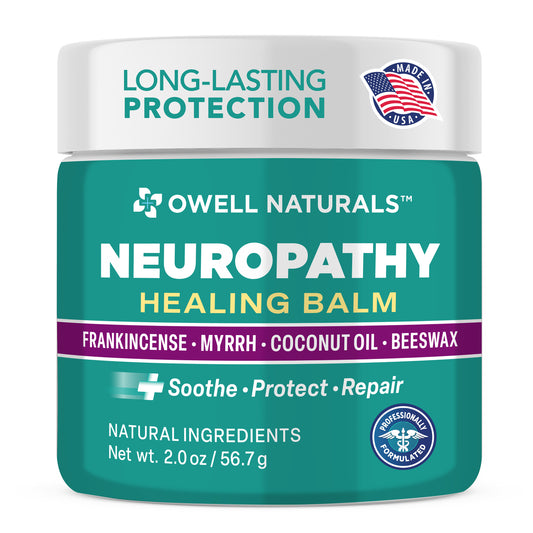 OWELL NATURALS Neuropathy Healing Balm – with Frankincense, Myrrh, Coconut Oil & Beeswax – Soothe, Protect & Repair