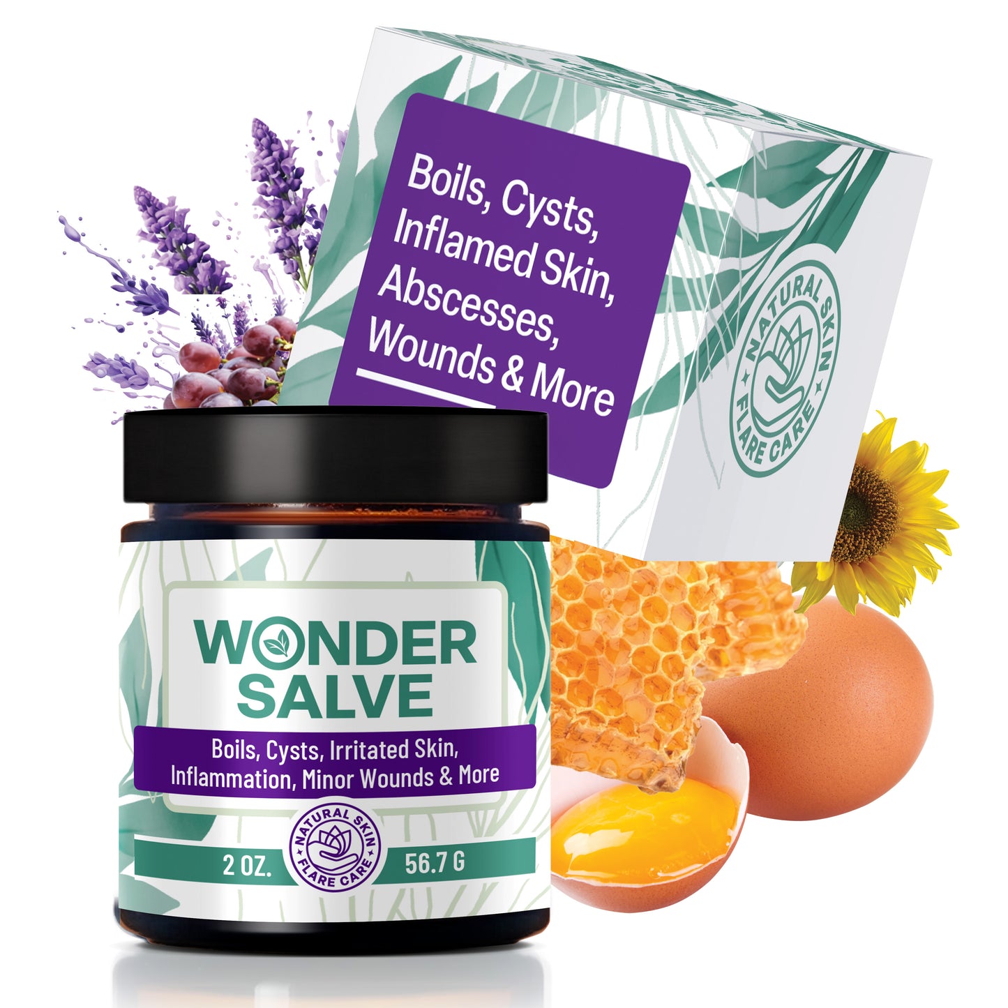 Wonder Salve – Drawing Salve for Irritated & Flare-Prone Skin, HS, Hemorrhoids, Boils, Cyst, Bumps, Anti-Chafing with Natural Propolis and Egg Yolk Extract