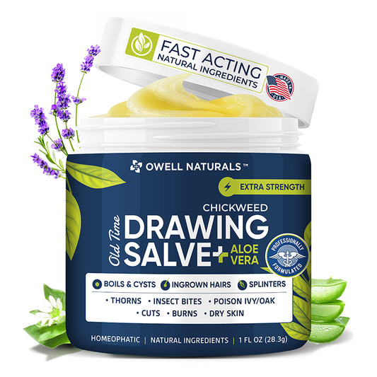 OWELL NATURALS Chickweed Salve Drawing Salve for boils, Splinters, Poison Ivy/Oak, Skin Disorder, Irritations, Burns, Minor Cuts, Dry Skin, Itching