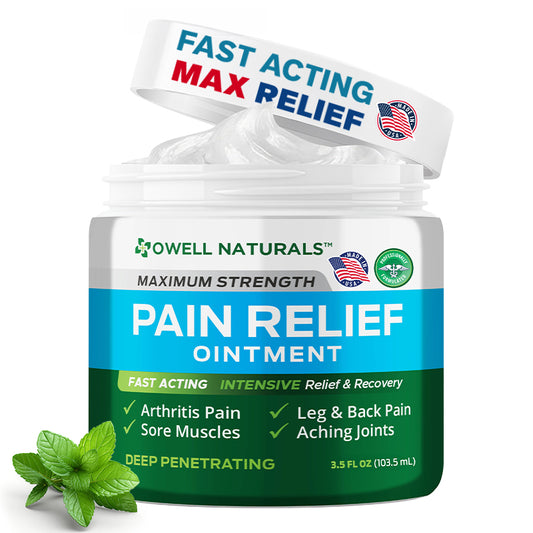 OWELL NATURALS Joint and Muscle Relief Ointment, Maximum Strength All Natural Discomfort Reliever for Joint, Muscle, Knee, Back, Neuropathy - 5 Powerful Ingredients
