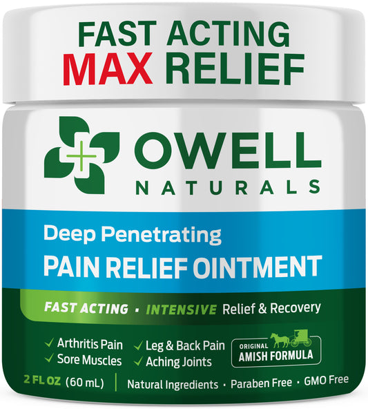 OWELL NATURALS Joint and Muscle Relief Ointment, Maximum Strength All Natural Discomfort Reliever for Joint, Muscle, Knee, Back, Neuropathy - 5 Powerful Ingredients