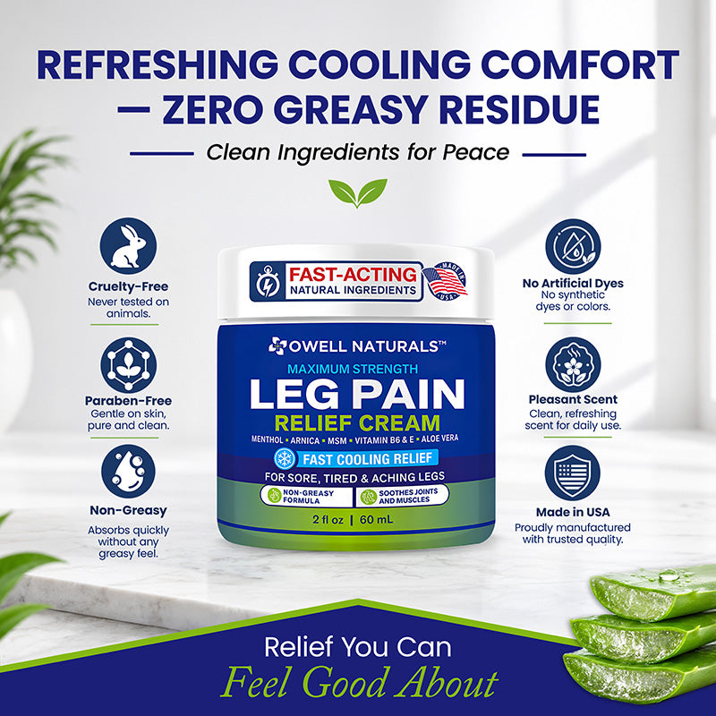 OWELL NATURALS Leg Cream - Fast-Acting Maximum Strength Natural Relief