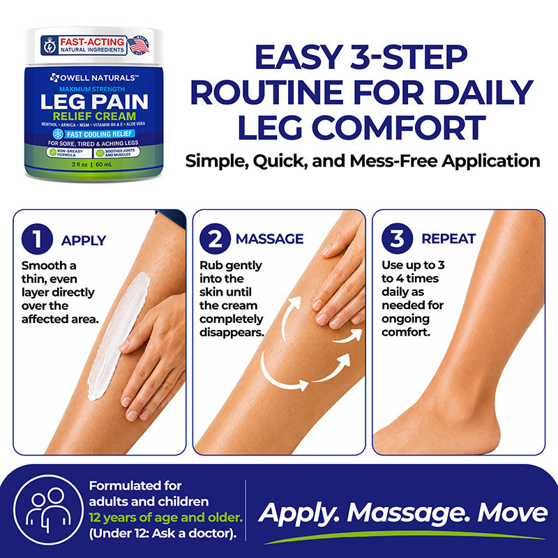 OWELL NATURALS Leg Cream - Fast-Acting Maximum Strength Natural Relief