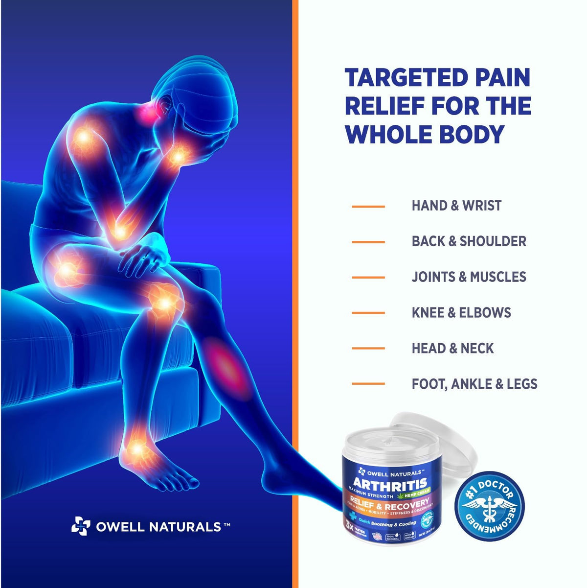 OWELL NATURALS Arthritis Cream - All-Natural- Maximum Strength Relief ...