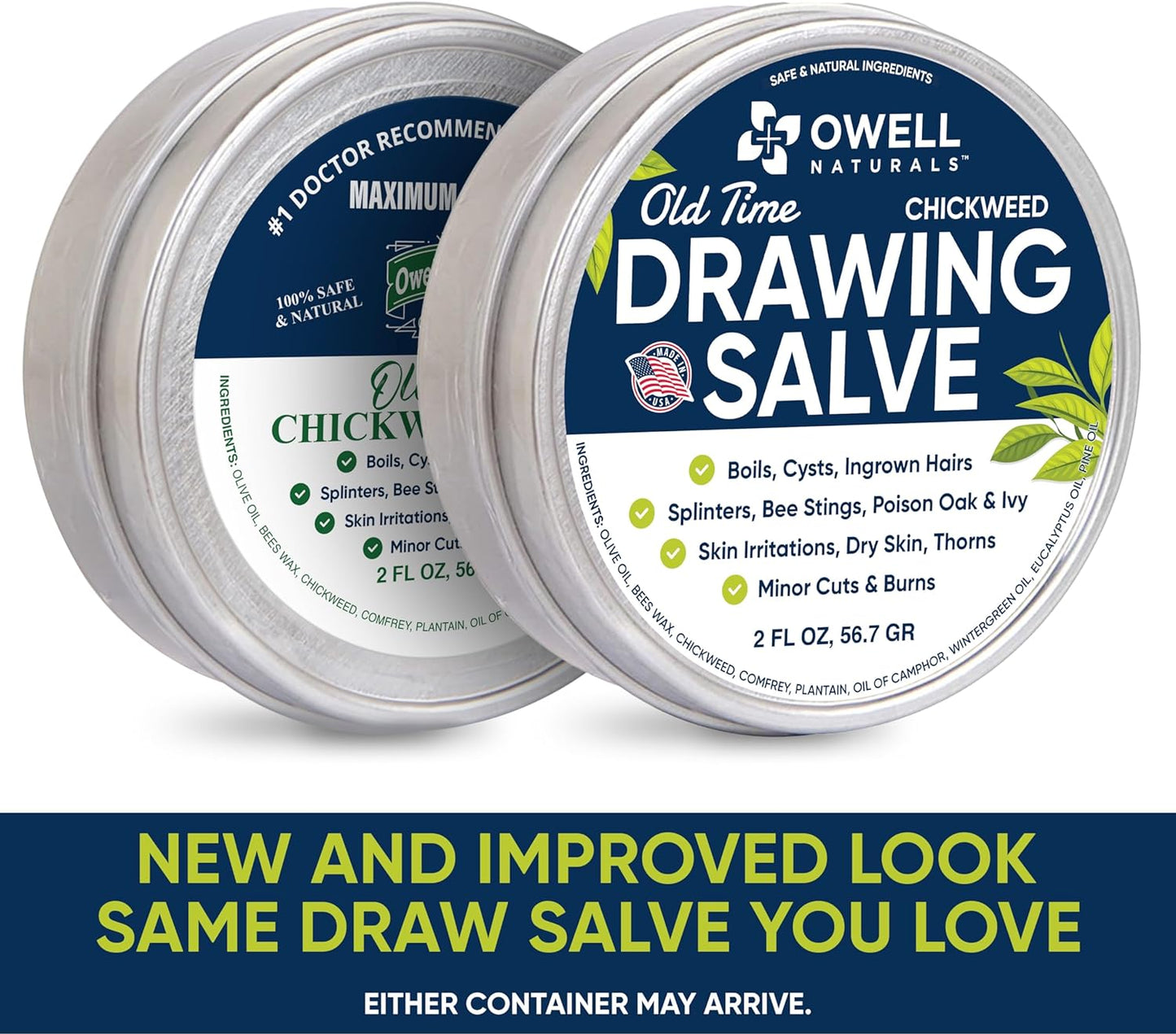 OWELL NATURALS Chickweed Salve Drawing Salve for boils, Splinters, Poison Ivy/Oak, Skin Disorder, Irritations, Burns, Minor Cuts, Dry Skin, Itching