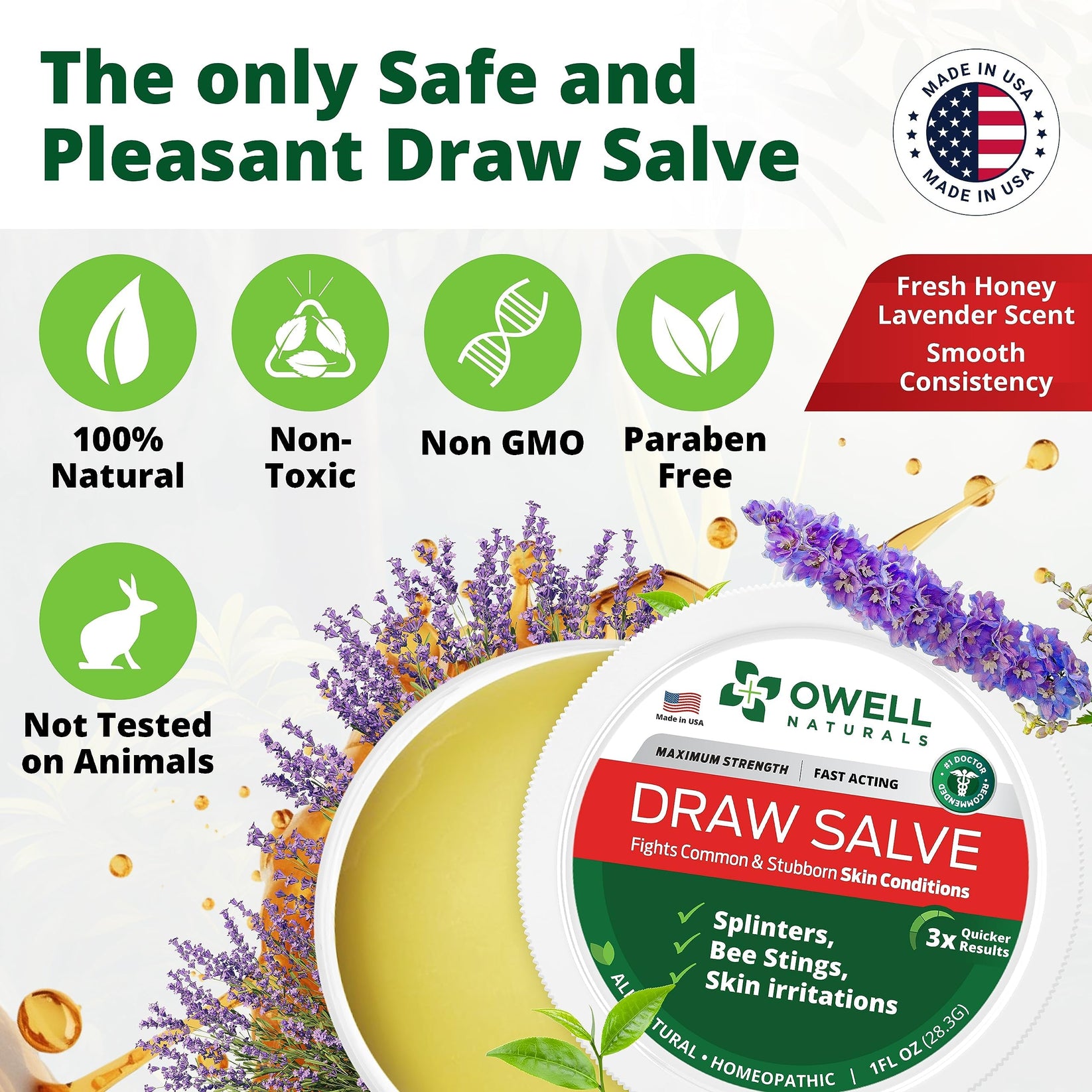 OWELL NATURALS Drawing Salve Ointment 1oz, ingrown Hair Treatment, Boi