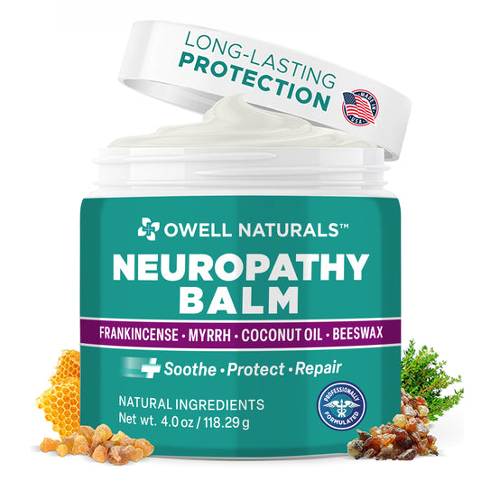 OWELL NATURALS Neuropathy Healing Balm – with Frankincense, Myrrh, Coconut Oil & Beeswax – Soothe, Protect & Repair
