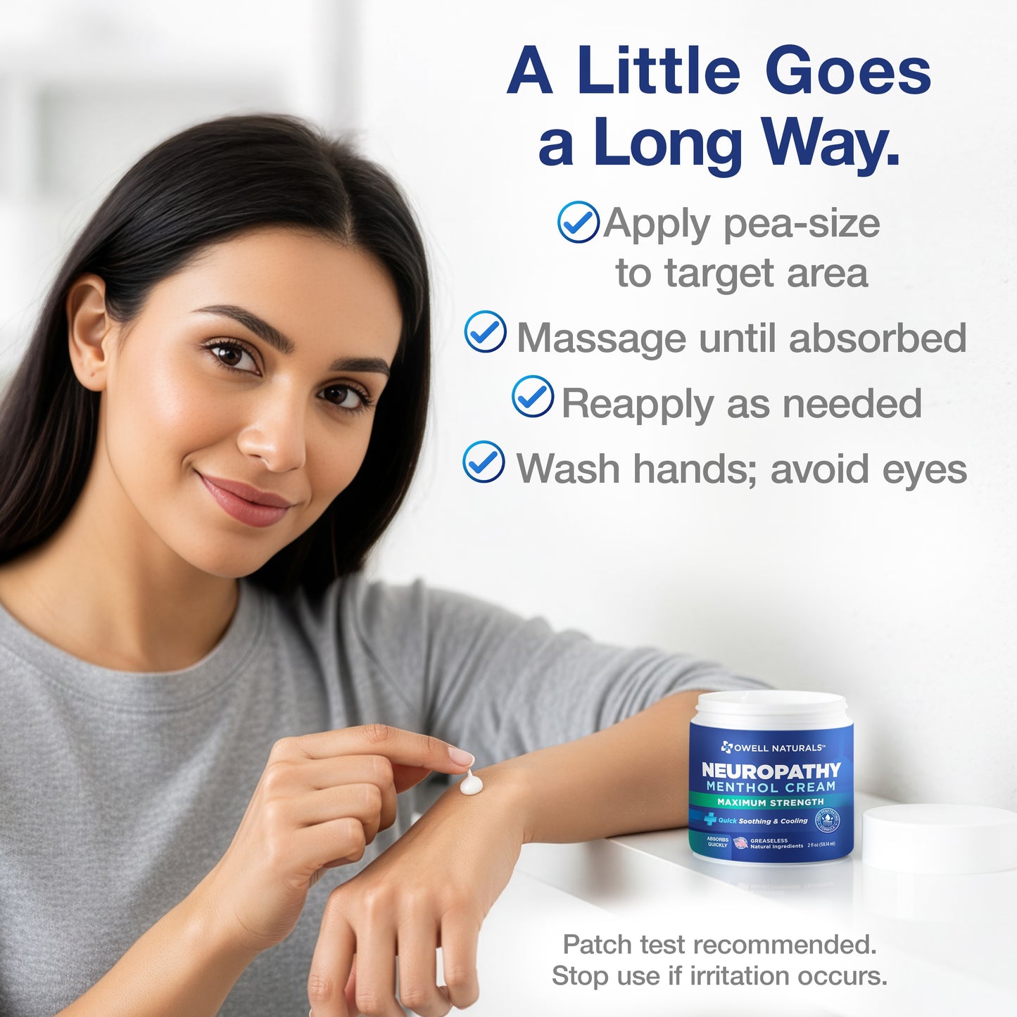 OWELL NATURALS Neuropathy Nerve Relief Cream – Maximum Strength - Non Greasy, All Natural for Feet, Hands, Legs, Toes Discomfort Made in USA