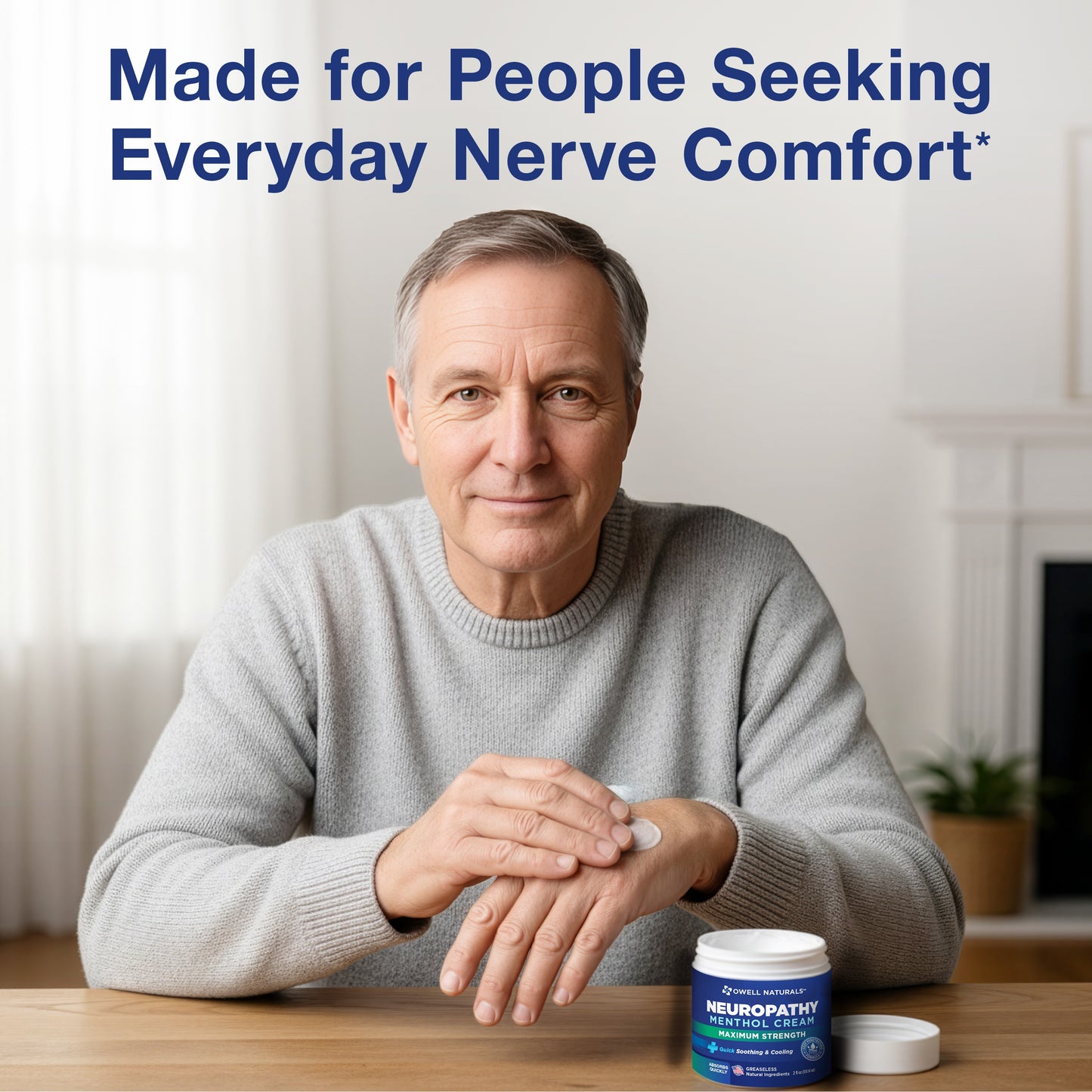 OWELL NATURALS Neuropathy Nerve Relief Cream – Maximum Strength - Non Greasy, All Natural for Feet, Hands, Legs, Toes Discomfort Made in USA