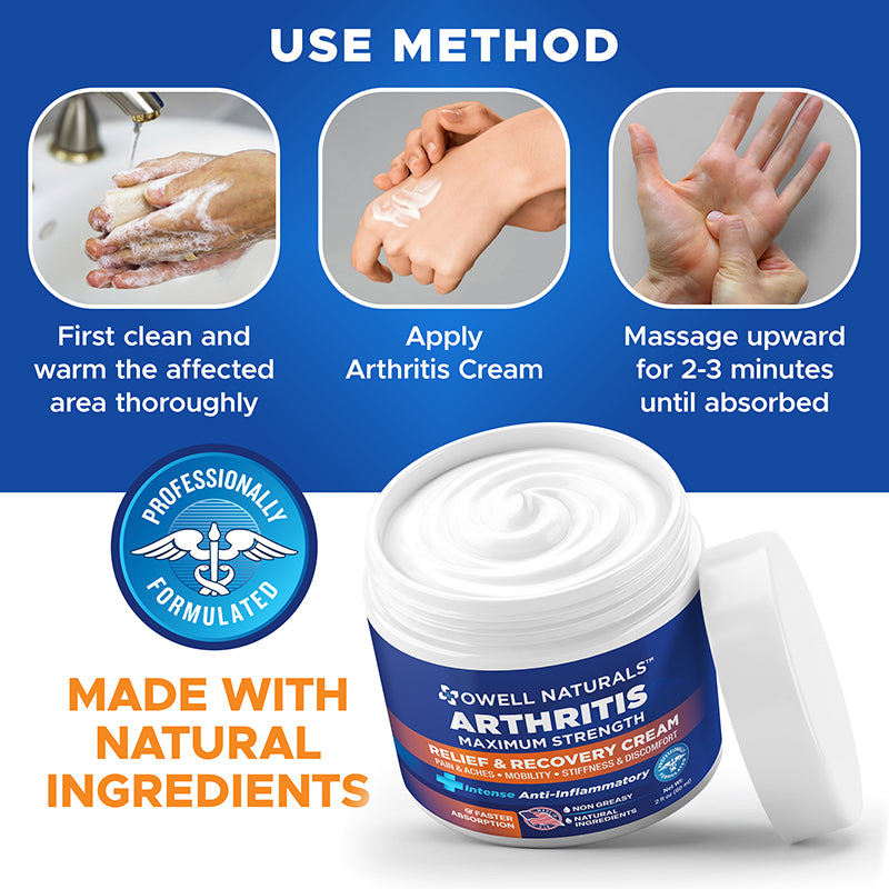 OWELL NATURALS Arthritis Cream - All-Natural- Maximum Strength Relief & Recovery for Back