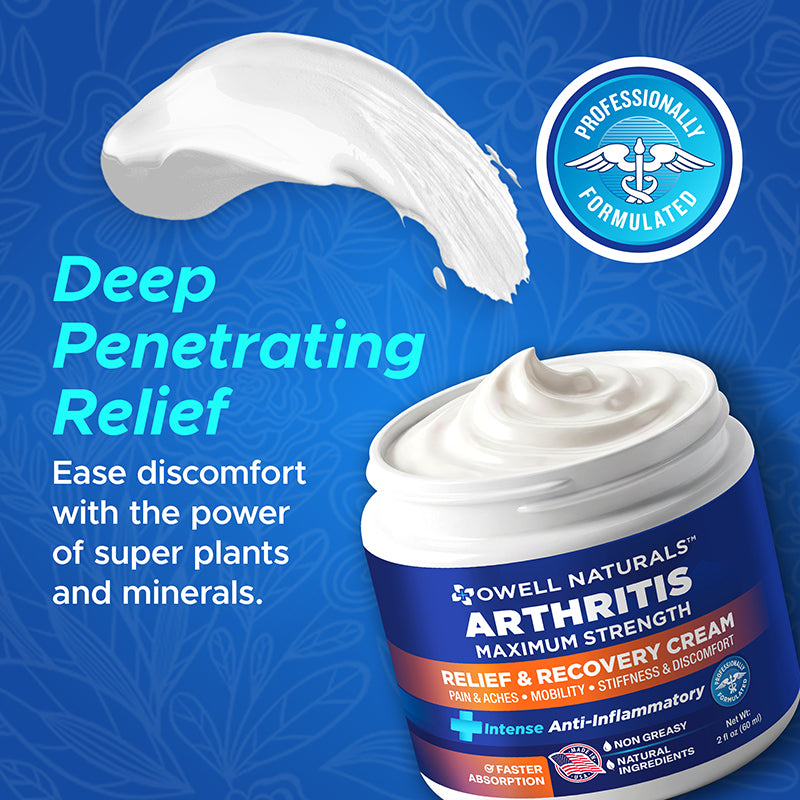 OWELL NATURALS Arthritis Cream - All-Natural- Maximum Strength Relief & Recovery for Back
