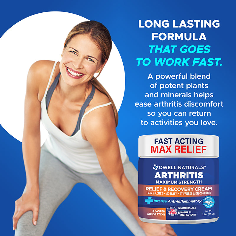 OWELL NATURALS Arthritis Cream - All-Natural- Maximum Strength Relief & Recovery for Back