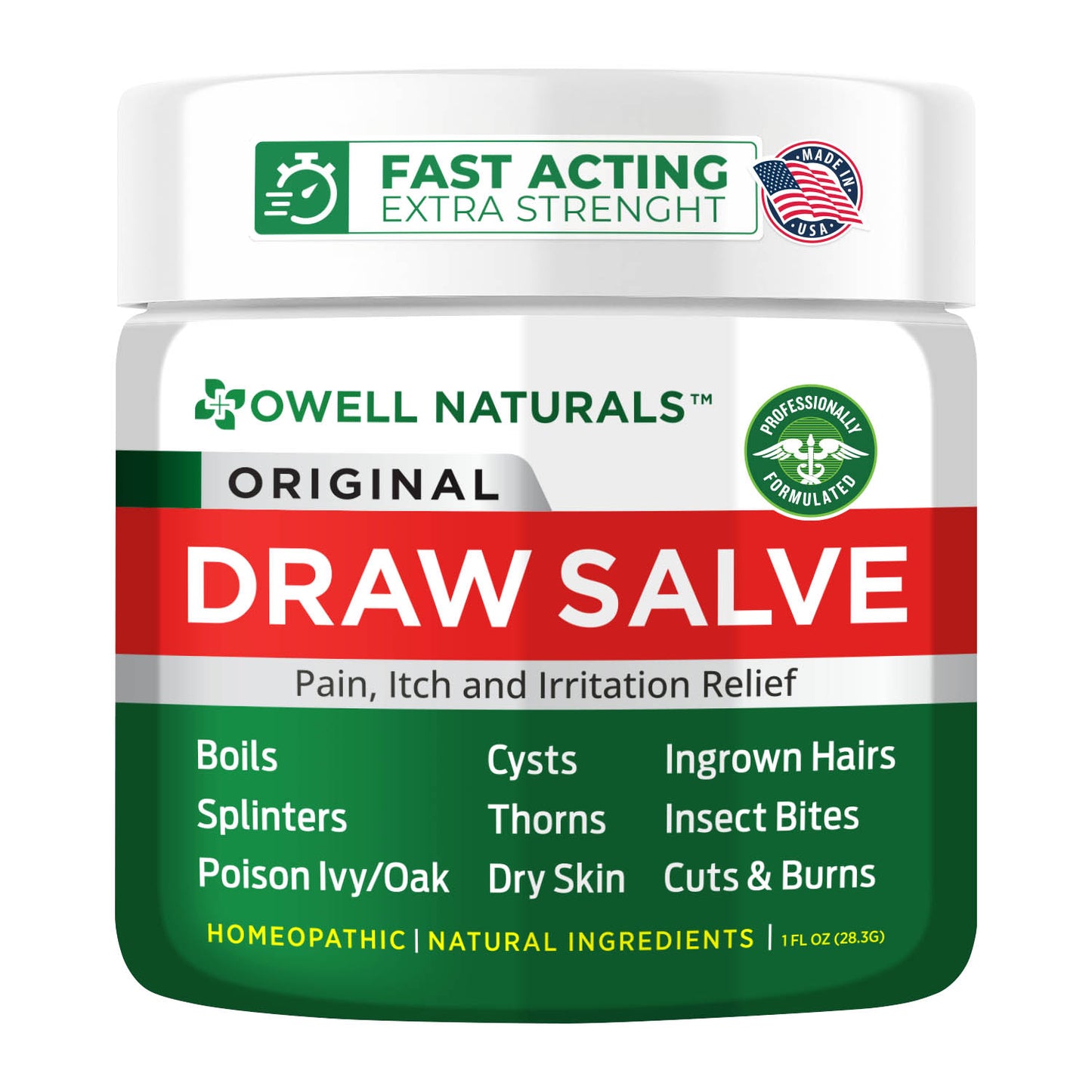 OWELL NATURALS Drawing Salve Ointment 1oz, ingrown Hair Treatment, Boil & Cyst, Splinter Remover, Bug and Spider Bites, bee Sting, Mosquito bite Itch Relief, Poison Ivy