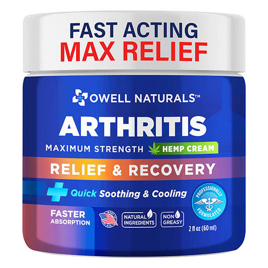 OWELL NATURALS Arthritis Cream - All-Natural- Maximum Strength Relief & Recovery for Back