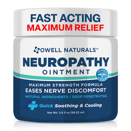 OWELL NATURALS Neuropathy Nerve Relief Ointment, Fast-Acting Formula, Max Strength, Cooling Effect, 3.5 Fl Oz