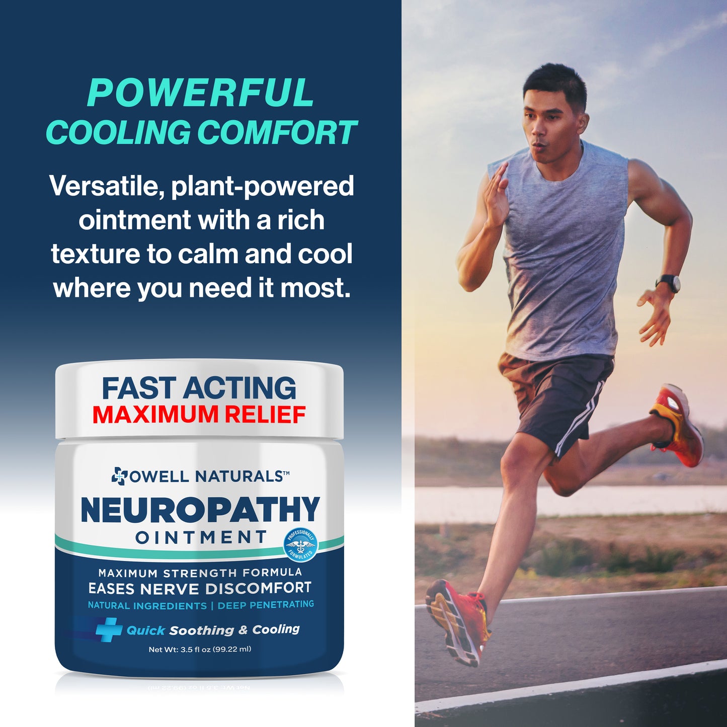 OWELL NATURALS Neuropathy Nerve Relief Ointment, Fast-Acting Formula, Max Strength, Cooling Effect, 3.5 Fl Oz