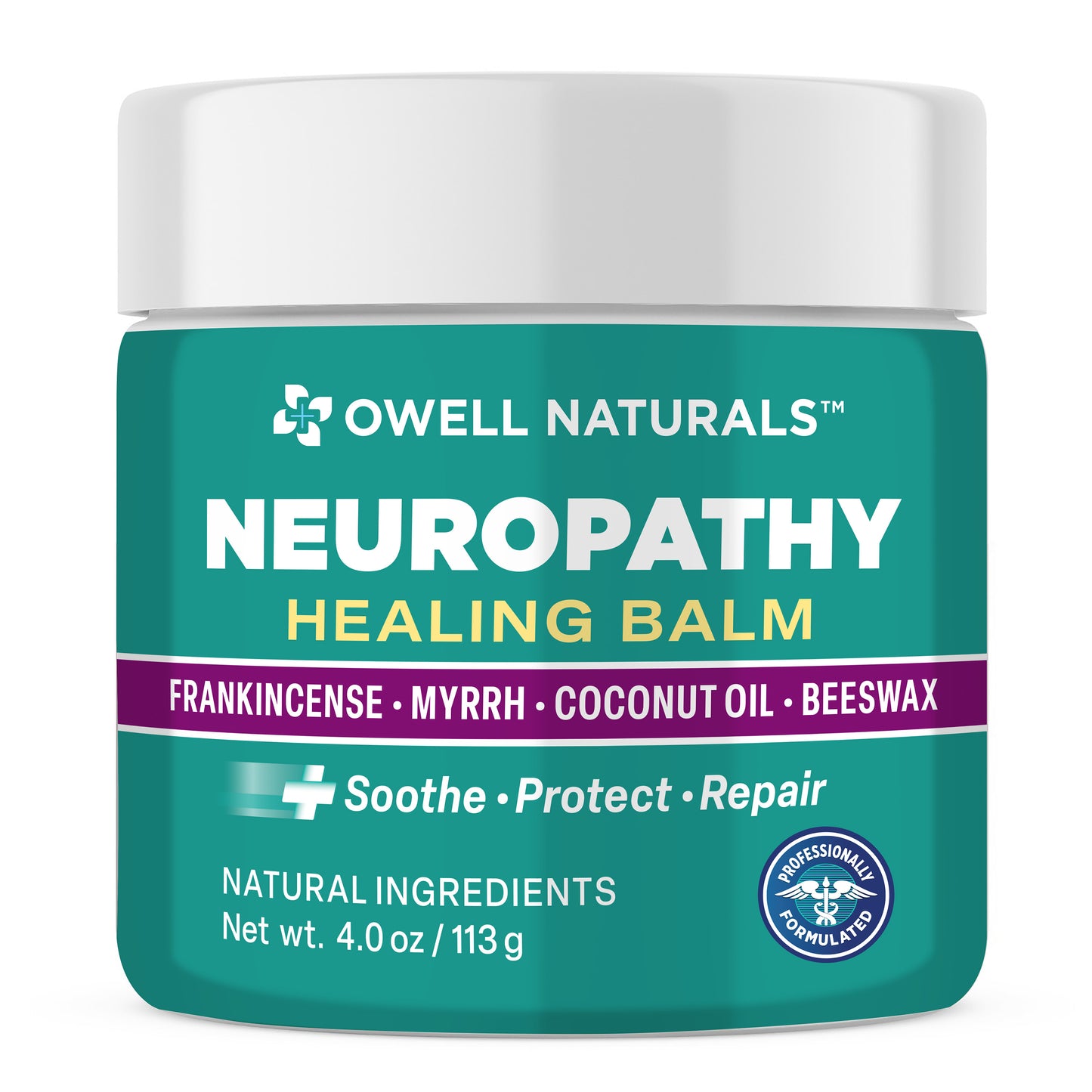OWELL NATURALS Neuropathy Healing Balm – with Frankincense, Myrrh, Coconut Oil & Beeswax – Soothe, Protect & Repair
