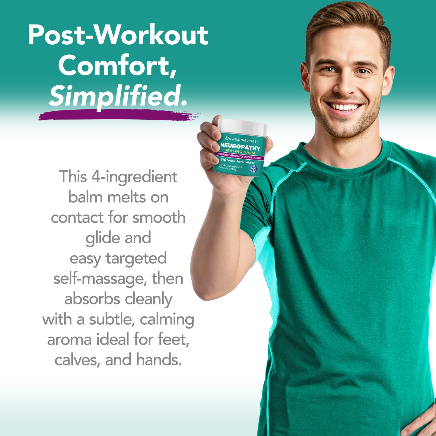 OWELL NATURALS Neuropathy Healing Balm – with Frankincense, Myrrh, Coconut Oil & Beeswax – Soothe, Protect & Repair