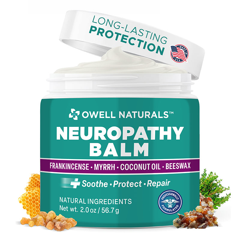 OWELL NATURALS Neuropathy Healing Balm – with Frankincense, Myrrh, Coconut Oil & Beeswax – Soothe, Protect & Repair