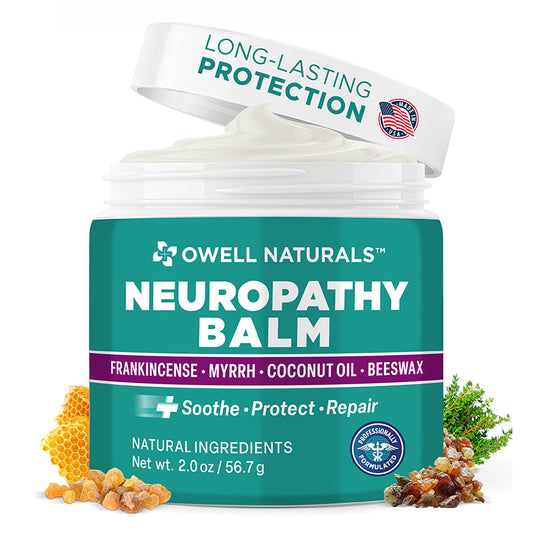 OWELL NATURALS Neuropathy Healing Balm – with Frankincense, Myrrh, Coconut Oil & Beeswax – Soothe, Protect & Repair