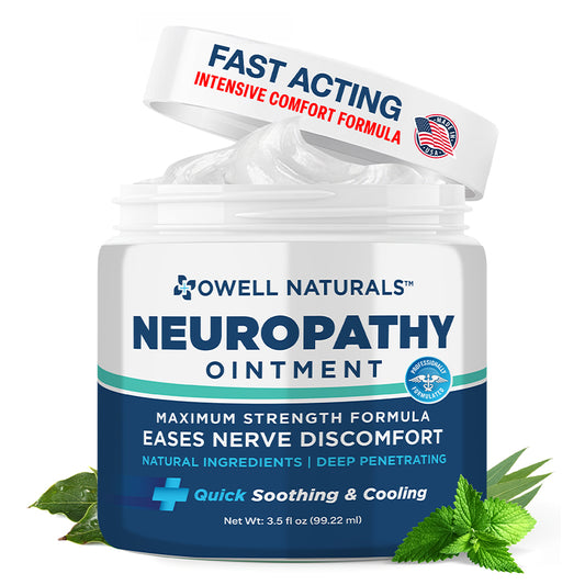 OWELL NATURALS Neuropathy Nerve Relief Ointment, Fast-Acting Formula, Max Strength, Cooling Effect, 3.5 Fl Oz
