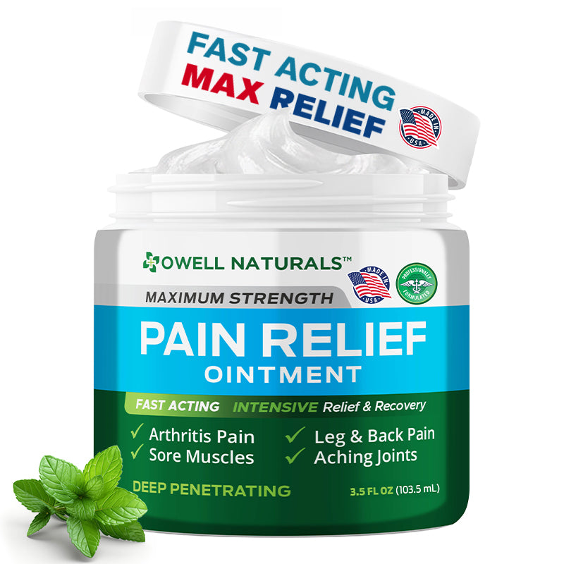 OWELL NATURALS Joint and Muscle Relief Ointment, Maximum Strength All Natural Discomfort Reliever for Joint, Muscle, Knee, Back, Neuropathy - 5 Powerful Ingredients
